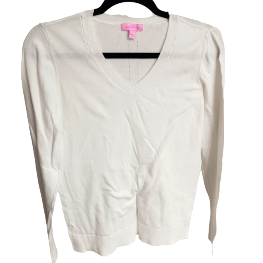 Lilly Pulitzer White V-Neck Sweater